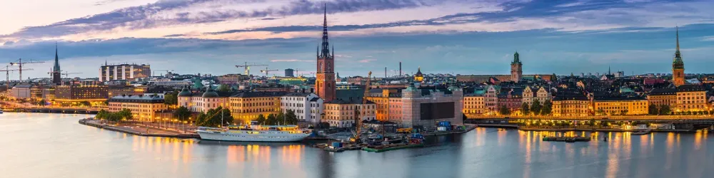 Scenic summer night panorama of Stockholm, Sweden